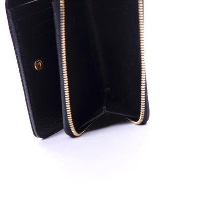 Saint Laurent Grain De Poudre Matelasse Chevron Monogram Compact Zip Around Wallet Black 7 of 8