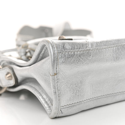 Balenciaga Laminated Agneau Classic Silver Hardware Mini City Silver 9 of 10