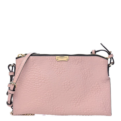 Burberry Signature Grain Calfskin Check Embossed Peyton Crossbody Clutch Bag Pale Orchid 1 of 10