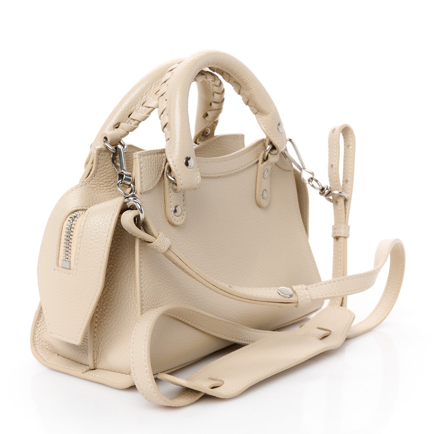 Grained Calfskin Neo Classic Silver Hardware Mini City Cream