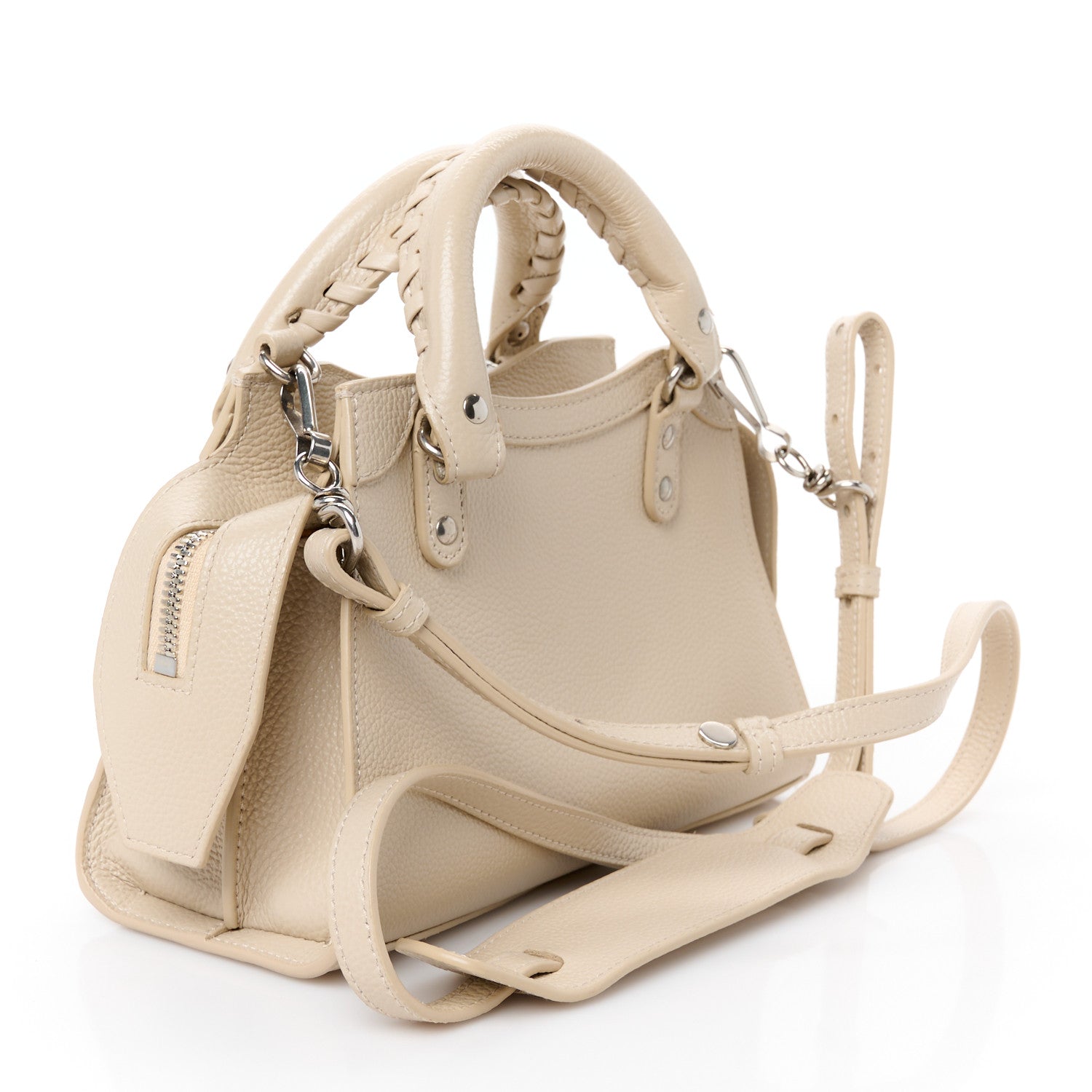 Balenciaga Grained Calfskin Neo Classic Silver Hardware Mini City Cream 3 of 12