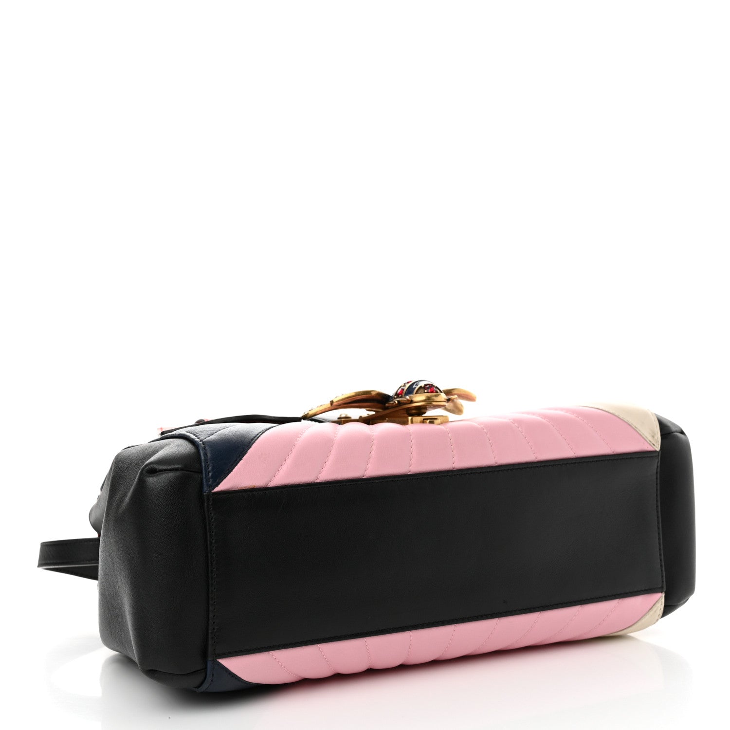 Gucci Calfskin Bamboo Trapuntata Queen Margaret Top Handle Bag Blue Agata Hibiscus Red Mystic White Sugar Pink 4 of 16