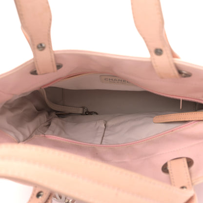 Chanel Coated Canvas Quilted Small Paris Biarritz Tote Light Pink 5 of 9