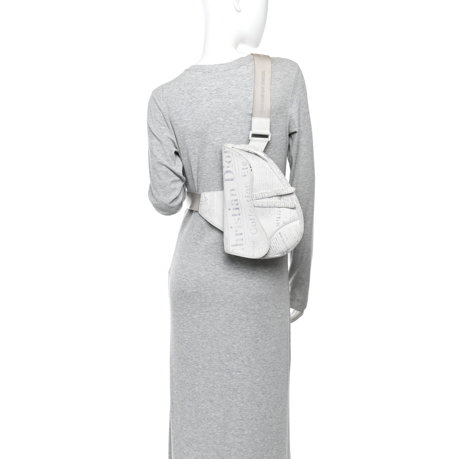 Christian Dior X Daniel Arsham Grained Calfskin Newspaper Print Saddle Bag White 2 of 10