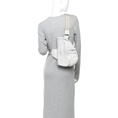 Christian Dior X Daniel Arsham Grained Calfskin Newspaper Print Saddle Bag White 2 of 10