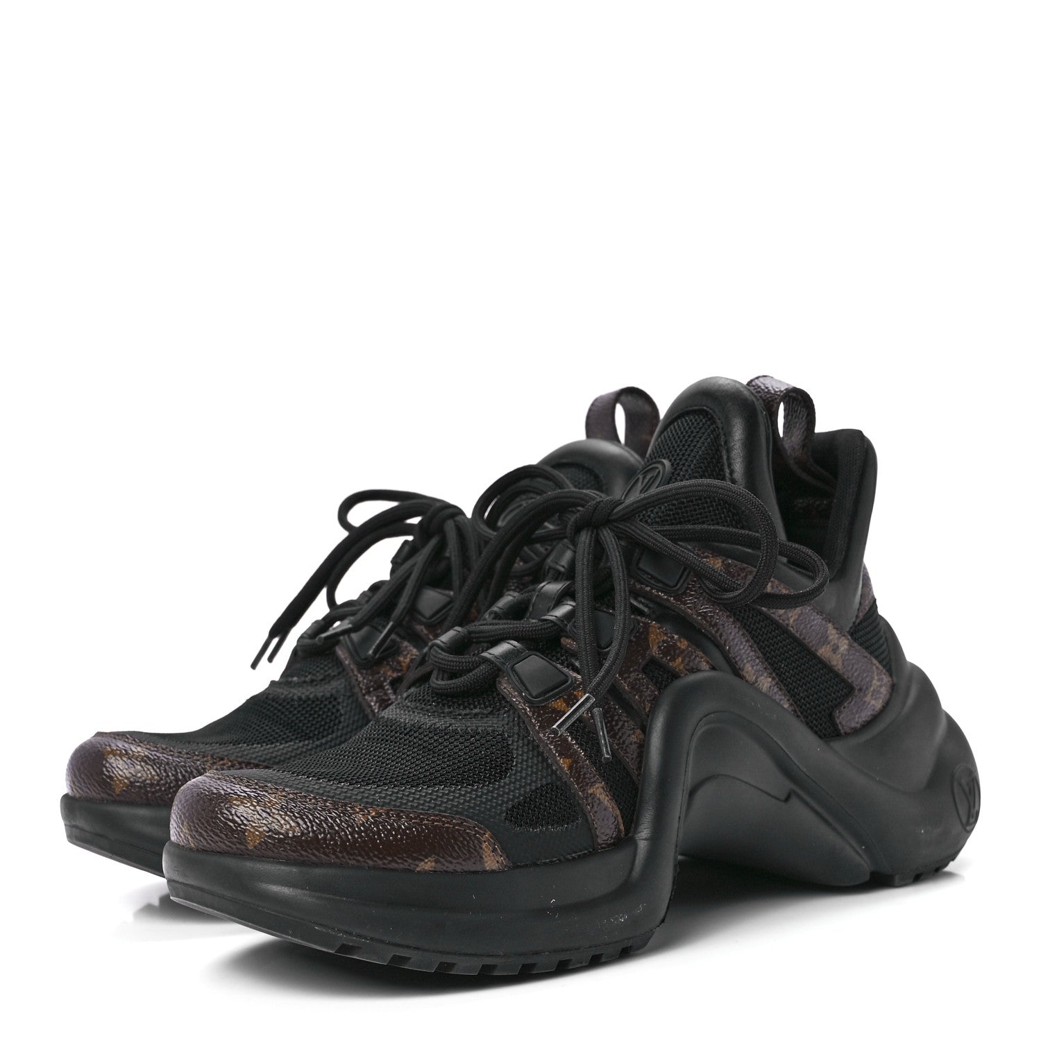 Louis Vuitton Calfskin Patent Monogram LV Archlight Sneakers 38 Black 3 of 8