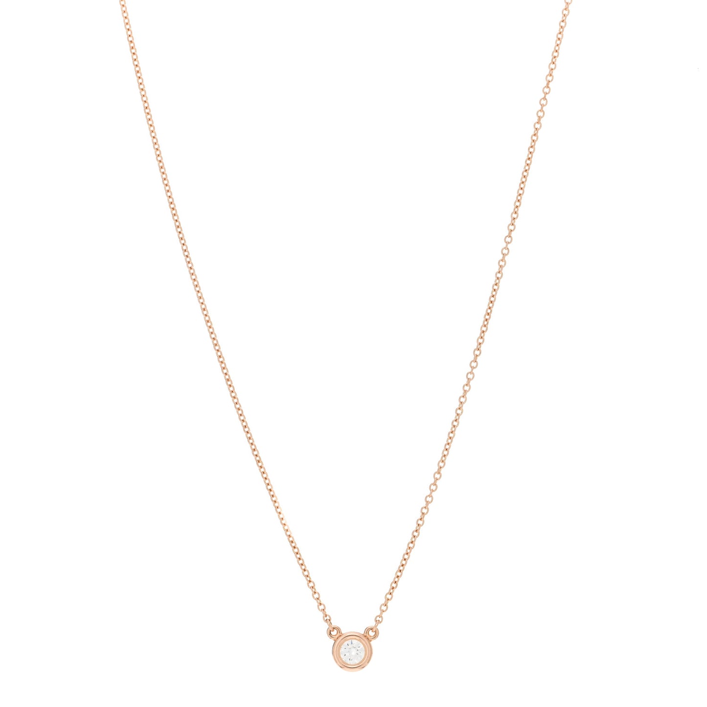 18K Rose Gold Diamond .17ct Elsa Peretti Diamonds by the Yard Pendant Necklace