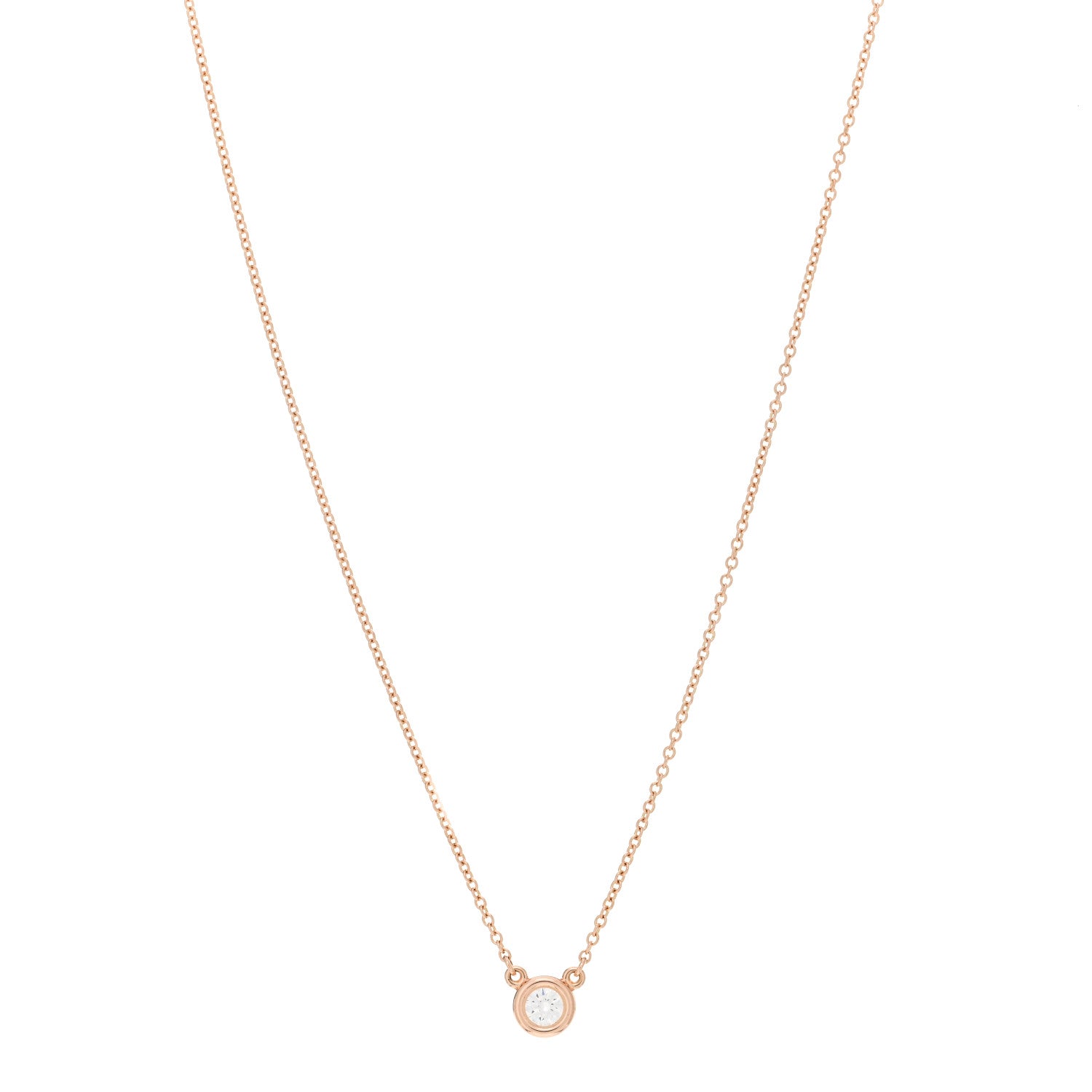 Tiffany 18K Rose Gold Diamond .17ct Elsa Peretti Diamonds by the Yard Pendant Necklace 1 of 4