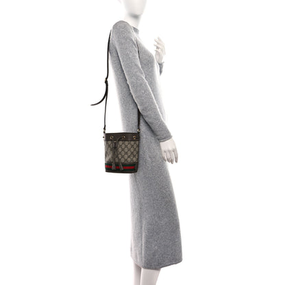 Gucci GG Supreme Monogram Web Mini Ophidia Bucket Bag Brown 2 of 9