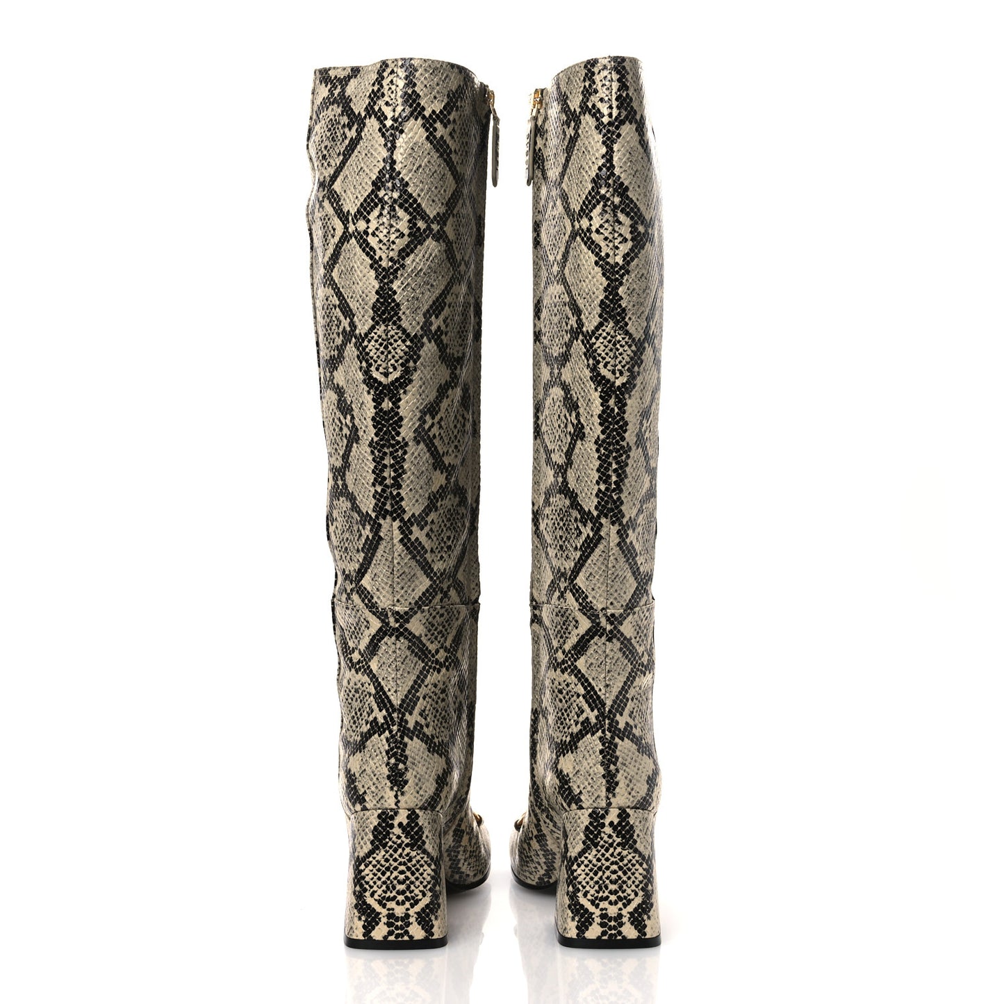 Calfskin Snakeskin Embossed Charlotte Horsebit 55mm Knee High Boots 38.5 Multicolor