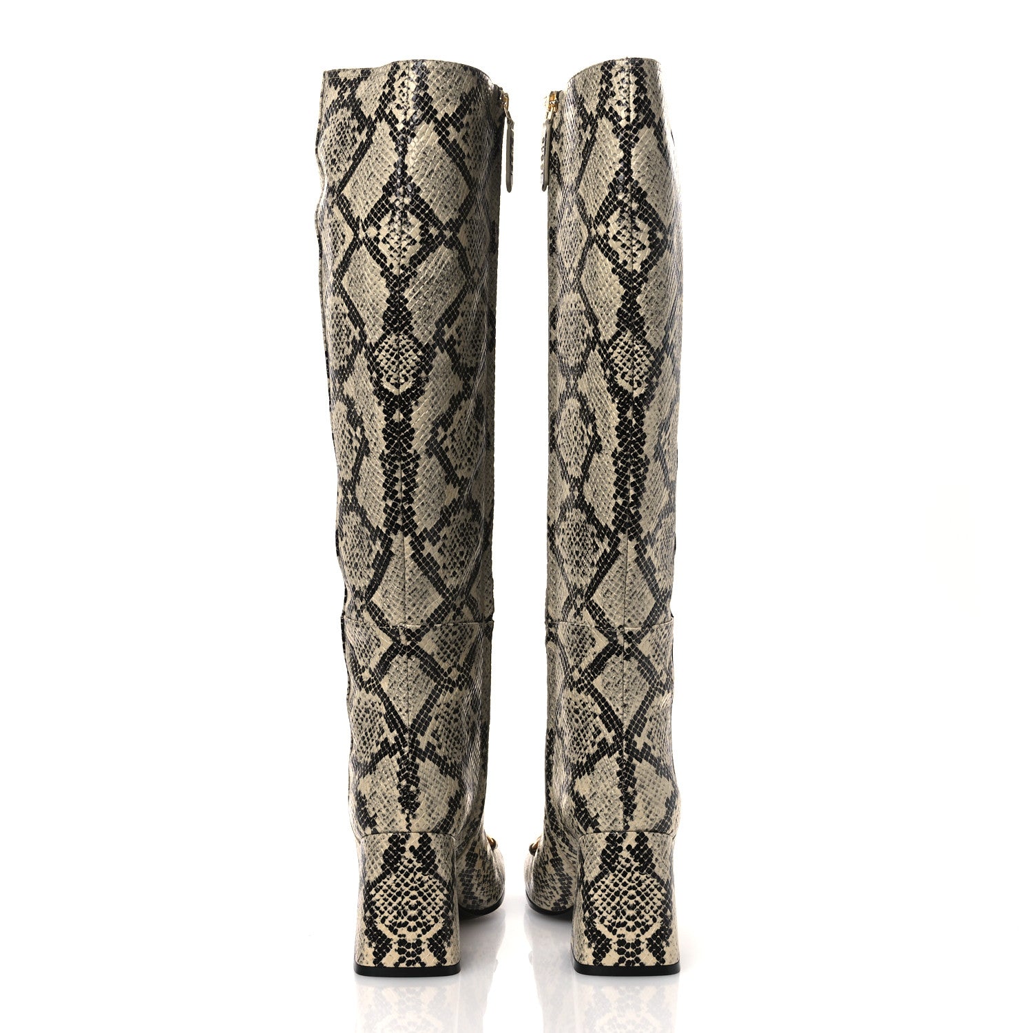 Gucci Calfskin Snakeskin Embossed Charlotte Horsebit 55mm Knee High Boots 38.5 Multicolor 6 of 10