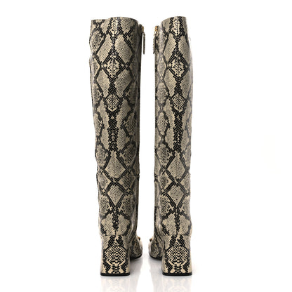 Gucci Calfskin Snakeskin Embossed Charlotte Horsebit 55mm Knee High Boots 38.5 Multicolor 6 of 10
