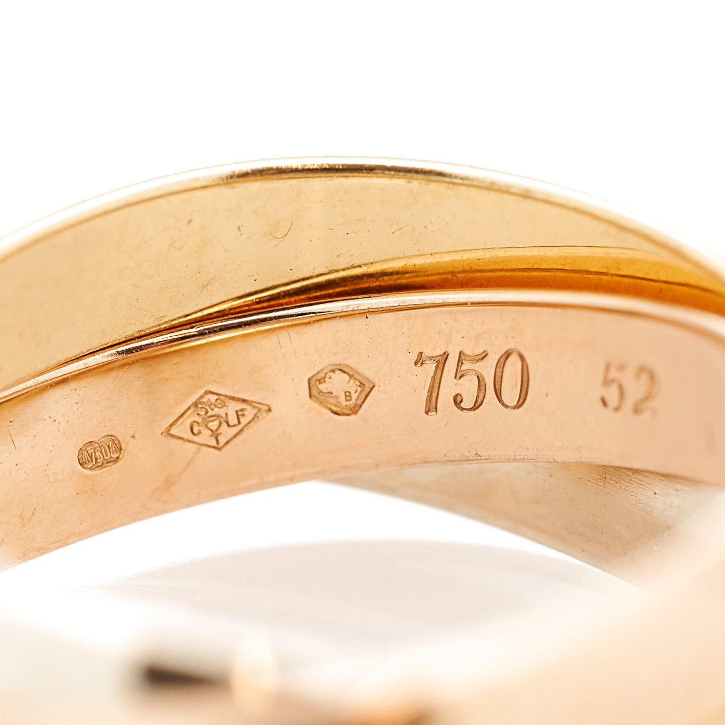 18K Pink Yellow White Gold Classic Les Must De Cartier Trinity Ring 52 6