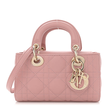 Christian Dior Lambskin Cannage Micro Lady D-Joy Rose De Vents 1 of 10
