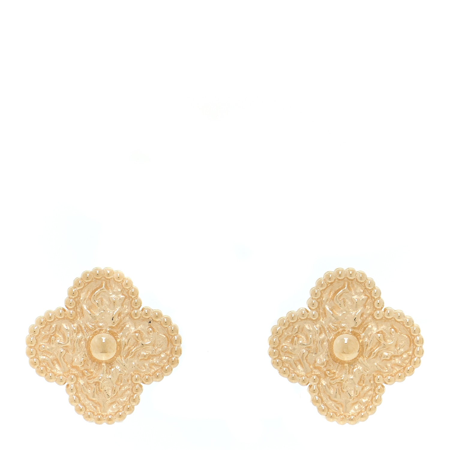 Van Cleef & Arpels 18K Yellow Gold Vintage Alhambra Earrings 1 of 5