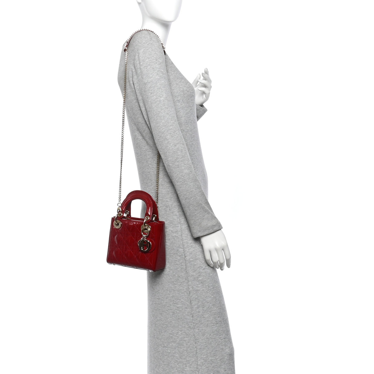 Christian Dior Patent Cannage Mini Lady Dior Red 2 of 10