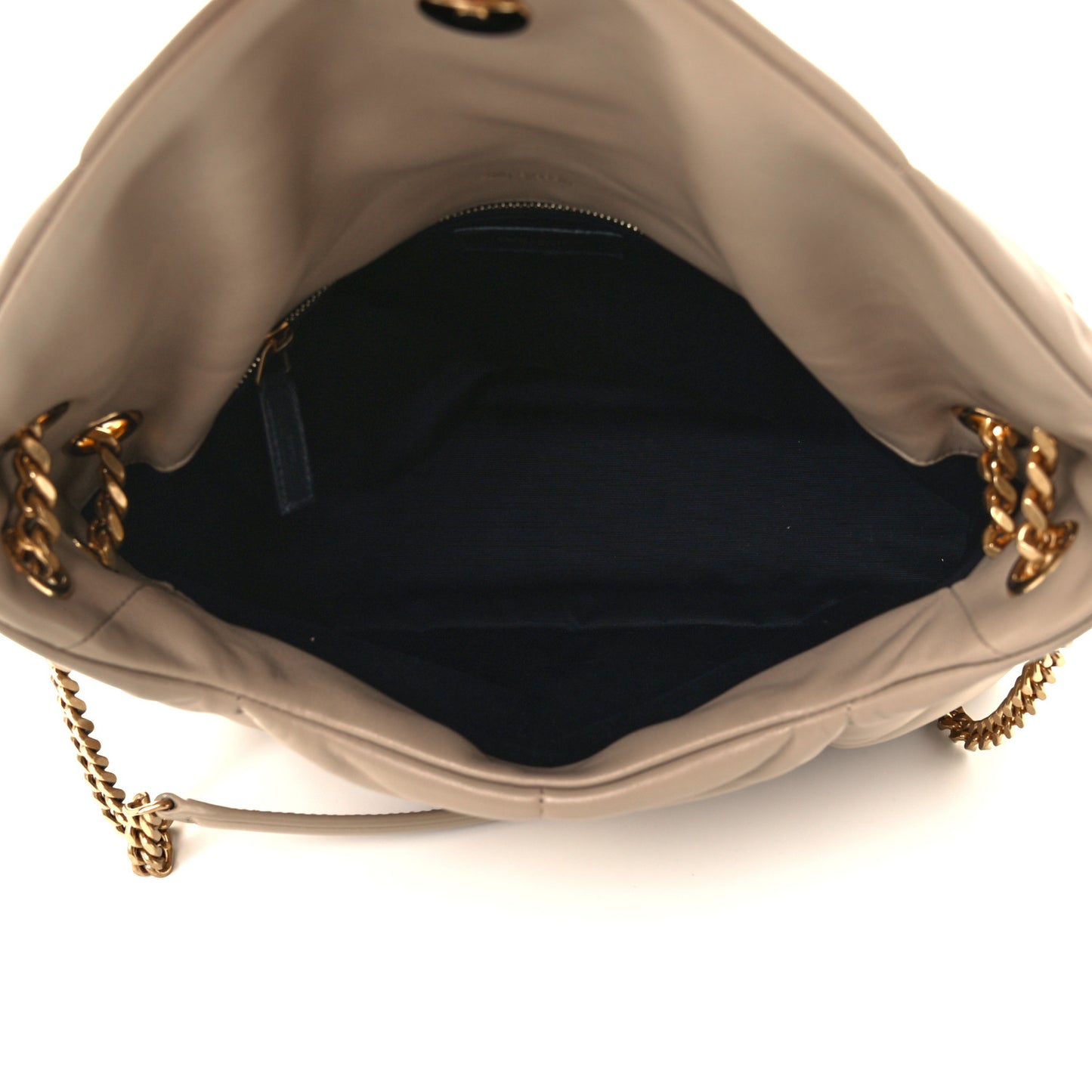Lambskin Quilted Medium Loulou Puffer Monogram Chain Satchel Dark Beige