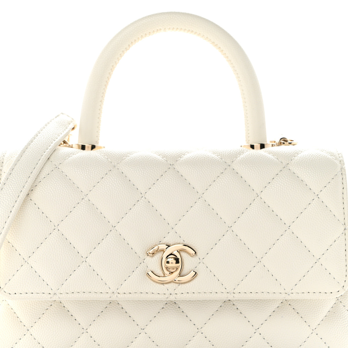 Chanel Caviar Quilted Mini Coco Handle Flap White 8 of 10
