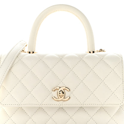 Chanel Caviar Quilted Mini Coco Handle Flap White 8 of 10