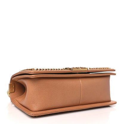 Chanel Caviar Quilted Chain Around Medium Boy Flap Beige 4 of 11
