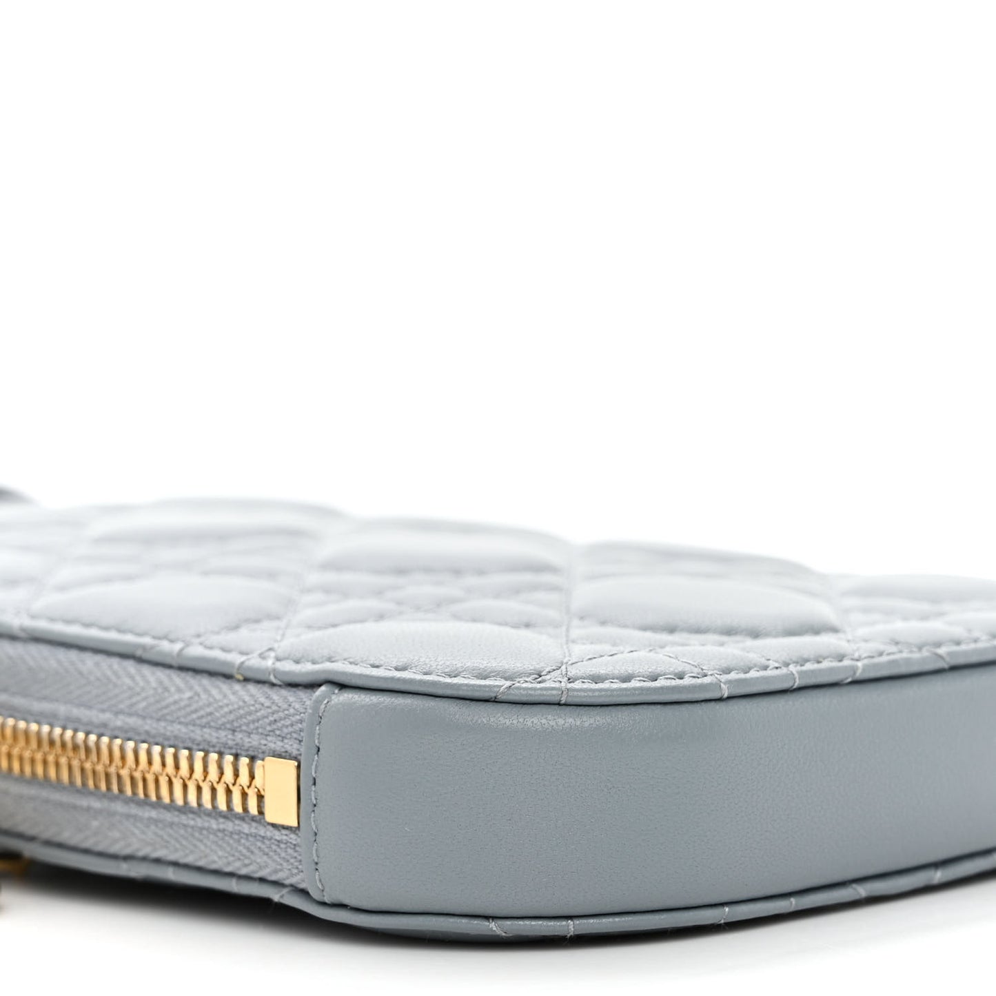 Lambskin Cannage Lady Dior Phone Holder Cloud Blue