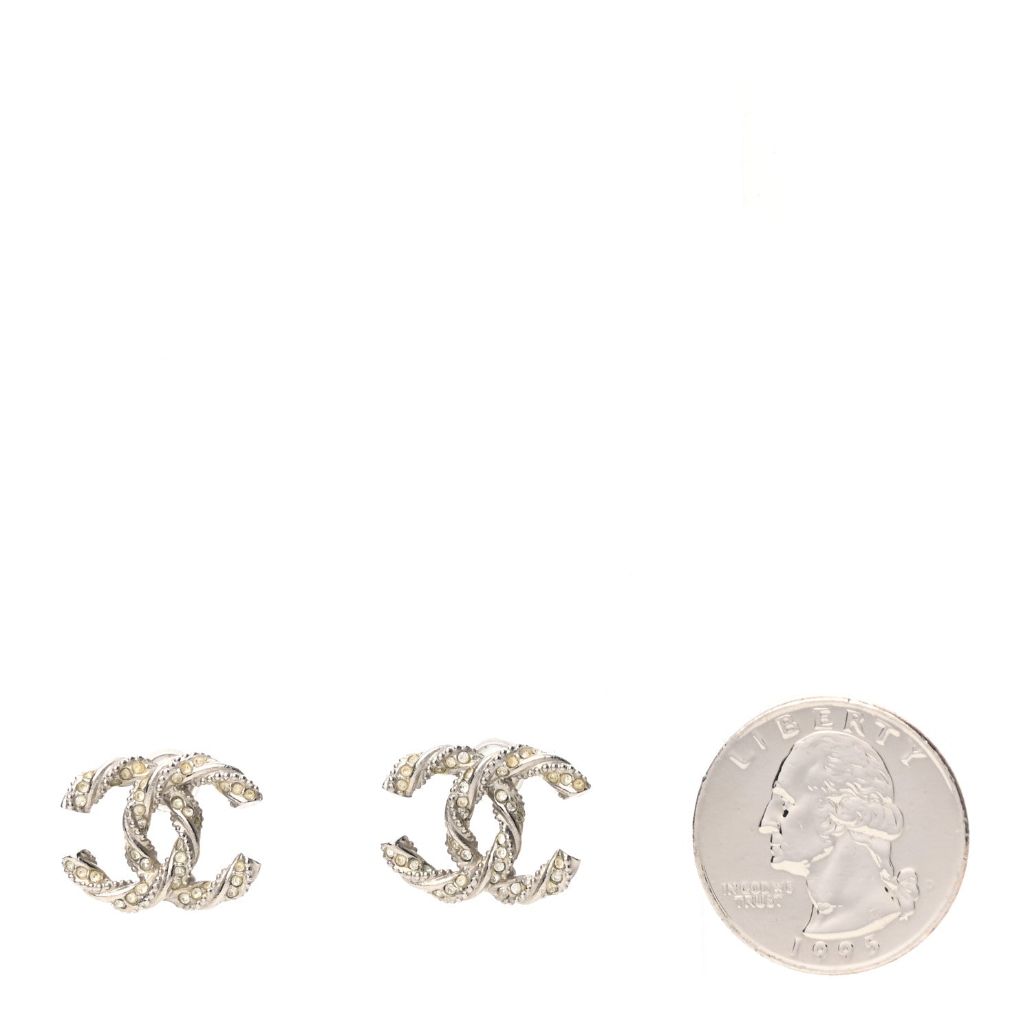 Chanel Crystal CC Twisted Earrings Silver 2 of 5
