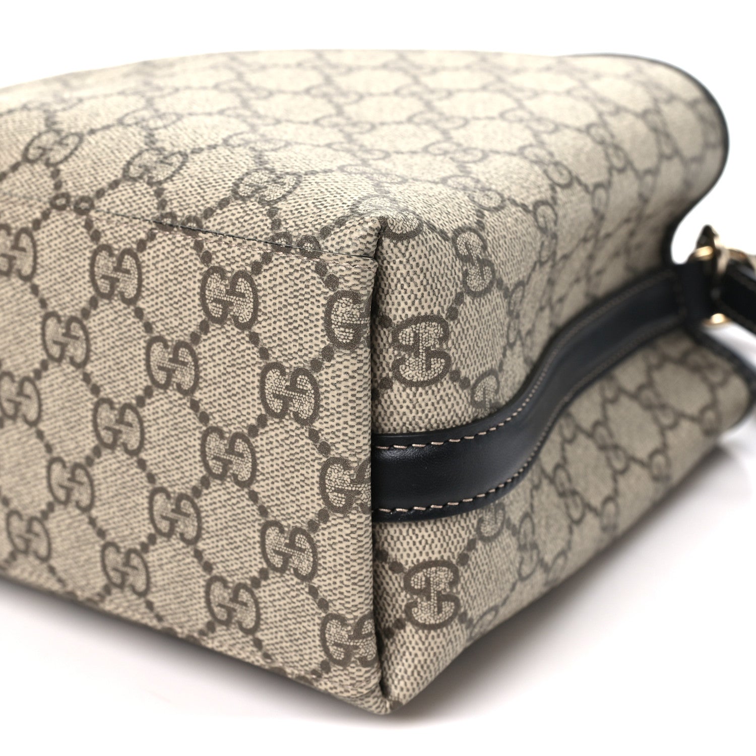 Gucci GG Supreme Monogram Emblem Mini Bucket Bag Beige Black 9 of 9