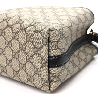 Gucci GG Supreme Monogram Emblem Mini Bucket Bag Beige Black 9 of 9