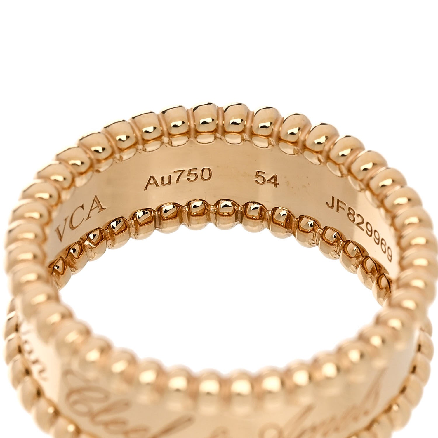 Van Cleef & Arpels 18K Yellow Gold Perlee Signature Ring 54 6.75 4 of 5