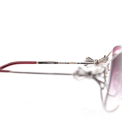 Chanel Butterfly Bow Sunglasses 4180 Silver Burgundy 6 of 8
