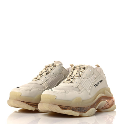 Balenciaga Fabric Mesh Clear Sole Womens Triple S Sneakers 39 Beige 3 of 5
