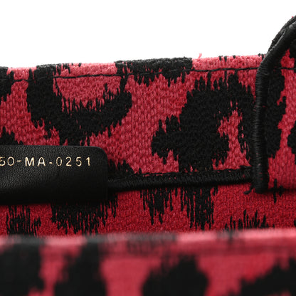 Christian Dior Canvas Mizza Embroidered Medium Leopard Book Tote Fuchsia Multicolor 7 of 11