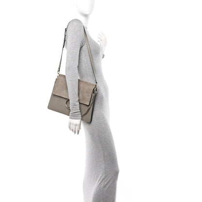 Chloe Calfskin Suede Medium Faye Shoulder Bag Motty Grey 2 of 13