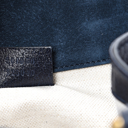 Gucci Suede Web Small Neo Vintage Double Flap Messenger Bag Blue 8 of 14