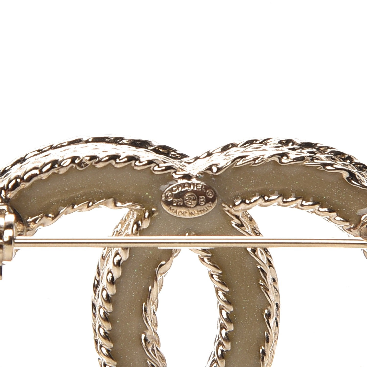 Chanel Crystal CC Brooch Light Gold 4 of 4