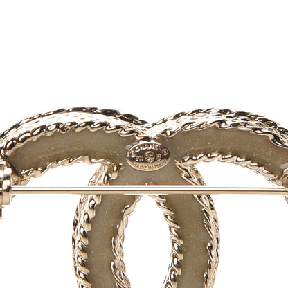 Chanel Crystal CC Brooch Light Gold 4 of 4