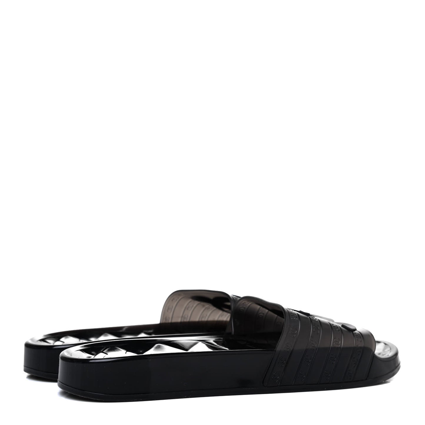 PVC Transparent CC Flat Slide Sandals 40 Black