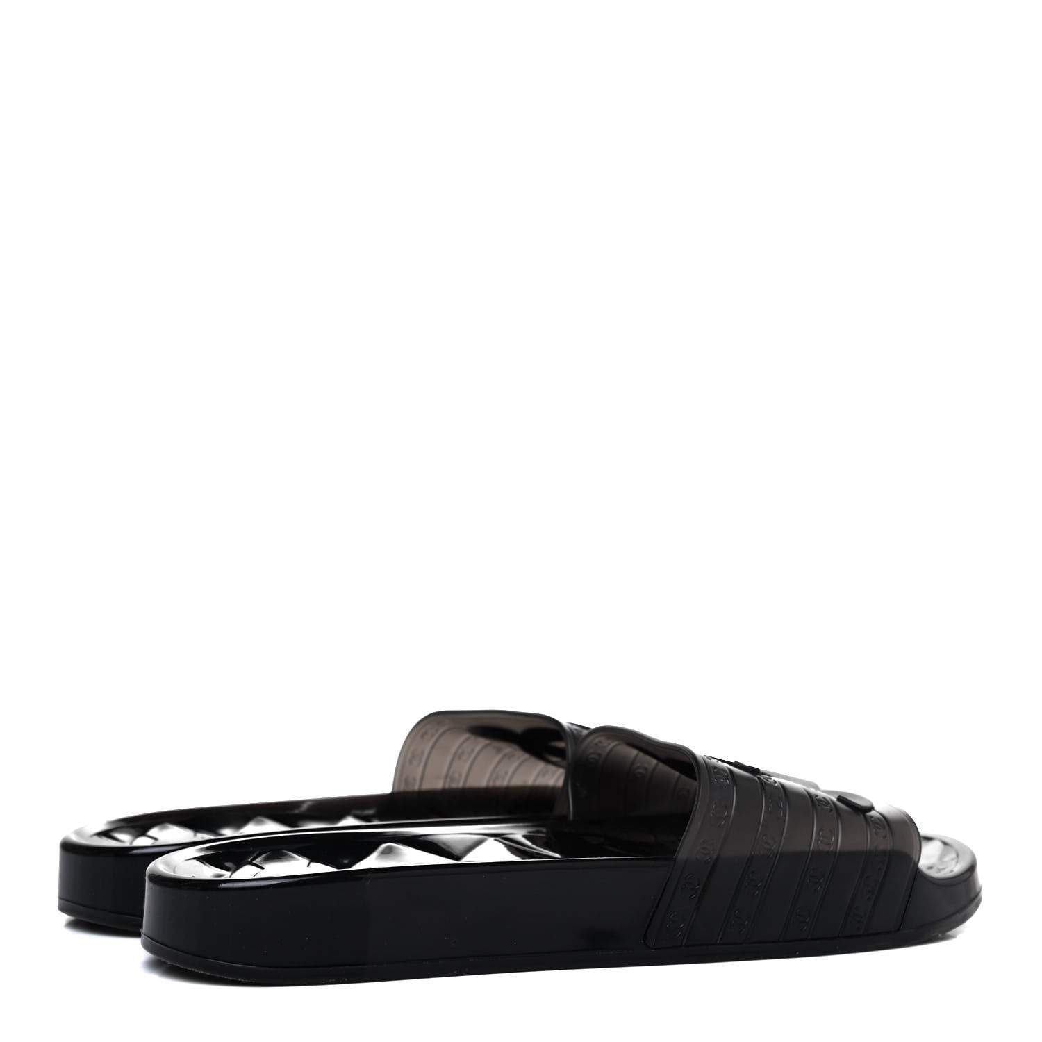 Chanel PVC Transparent CC Flat Slide Sandals 40 Black 3 of 4