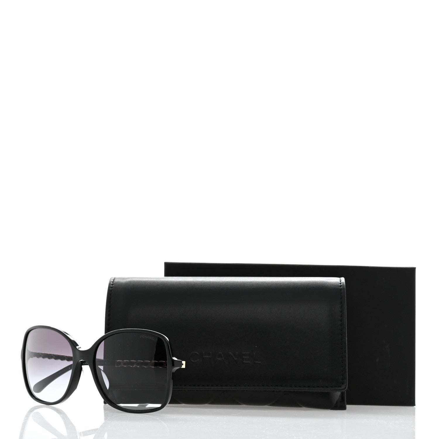 Chanel Acetate Lambskin Chain Square Sunglasses 5210-Q-A Black 8 of 8