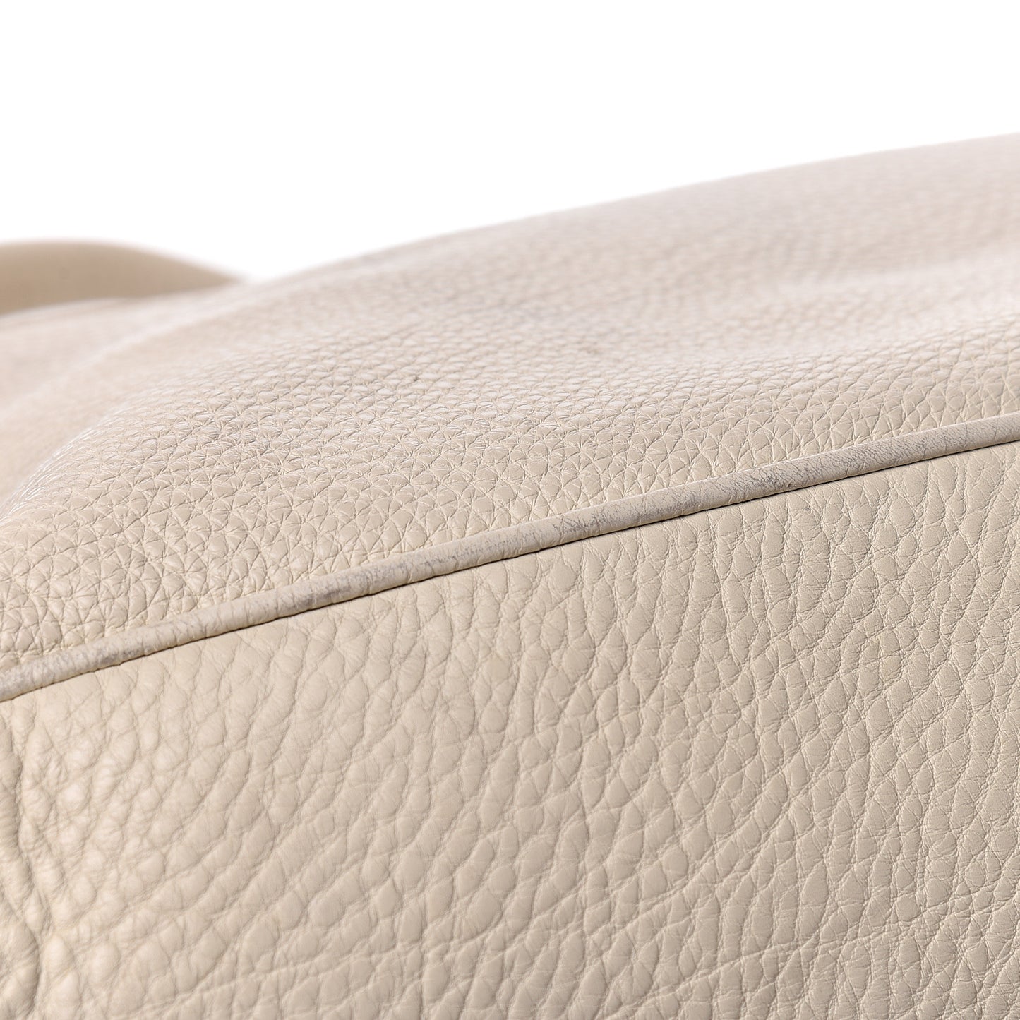 Pebbled Calfskin Twill Medium Top Handle Satchel White