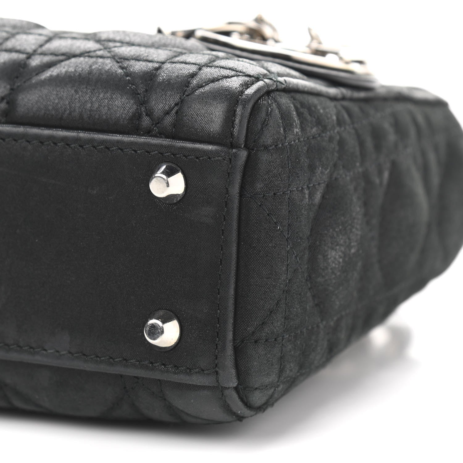Christian Dior Metallic Calfskin Cannage Mini Lady Dior Black 9 of 11