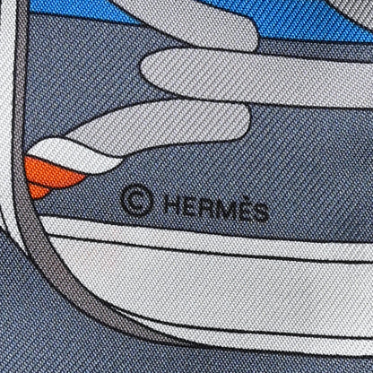 Hermes Silk Panoplie Equestre Twilly Gris Ciel Orange 4 of 4