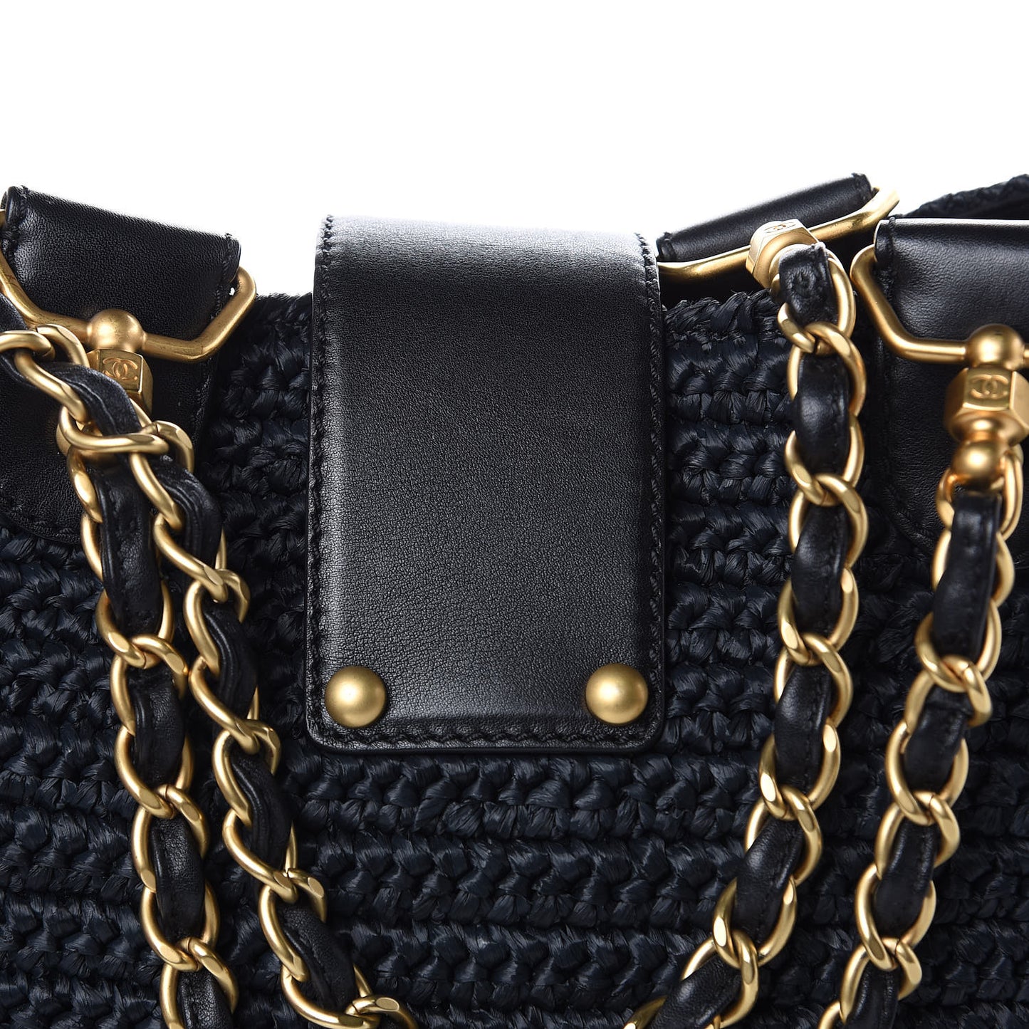 Straw Raffia Tote Black