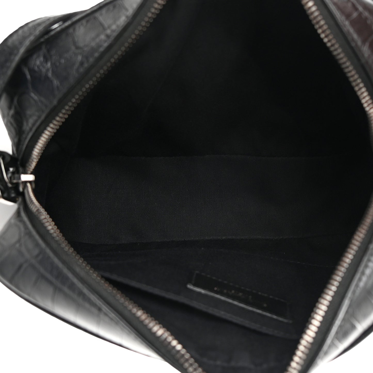 Calfskin Crocodile Embossed Monogram Lou Camera Bag Black