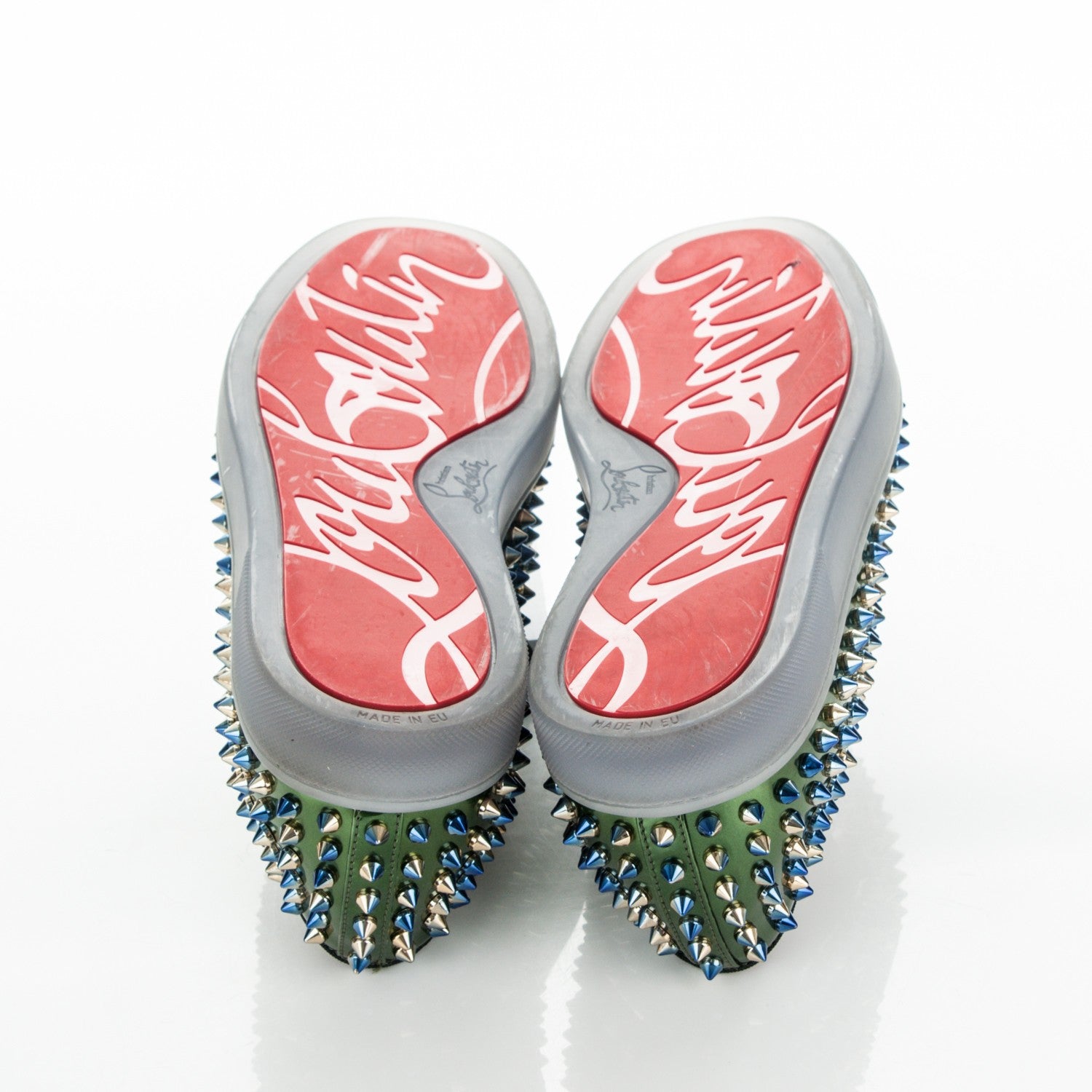 Christian Louboutin Patent Scarabe Spikes Mens Roller Boat Flats 41 Amazon Ocean 5 of 8