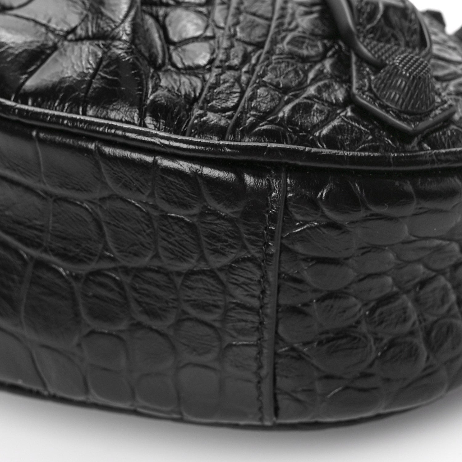 Balenciaga Extra Supple Calfskin Crocodile Embossed Monochrome Le Cagole Shoulder Bag XS Black 10 of 10