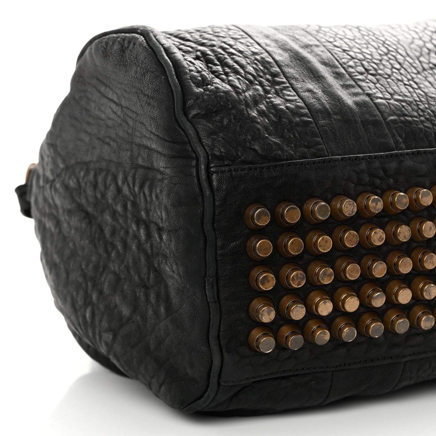 Pebbled Lambskin Rockie Black Antique Brass Hardware
