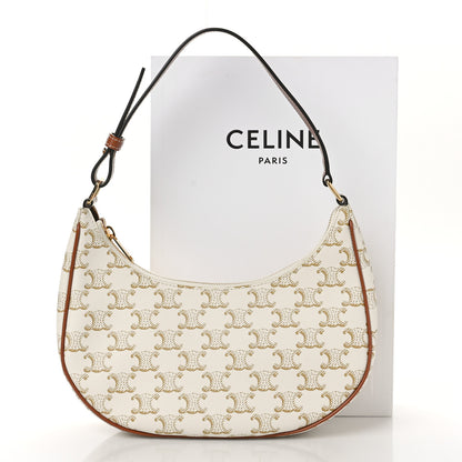 Celine Canvas Calfskin Ava Triomphe Shoulder Bag White 9 of 9