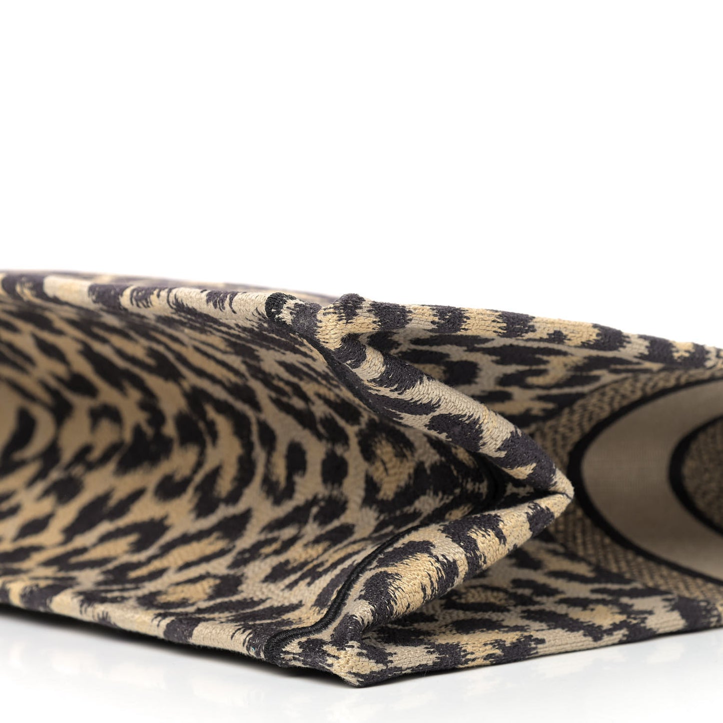 Canvas Mizza Embroidered Large Leopard Book Tote Beige