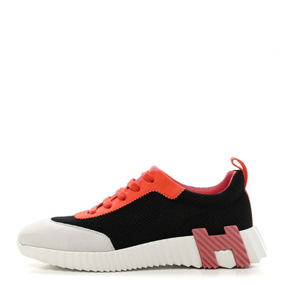 Hermes Technical Canvas Suede Goatskin Bouncing Sneakers 37.5 Black Multicolor 1 of 9
